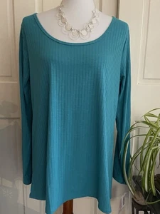 Lularoe Lynnae groß einfarbig türkis türkis blau gerippt neu mit Etikett - Bild 1 von 4