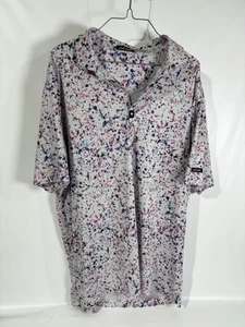 Bad Birdie Polo Shirt Paint Splatter Print Mens White Golf Wicking 2XL - Picture 1 of 7