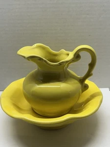 Vintage McCoy Keramik Krug und Waschbecken Schüssel Set gelbe Farbe - Bild 1 von 9