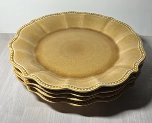 4 The Pioneer Woman PAIGE AMBER CRACKLE Beaded Edge Solid Dinner Plates 10 3/4" - Picture 1 of 14