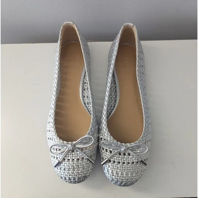 NEW Women's Talbots Silver Basketweave Flats Round Toe 8.5 - Image 1 of 4