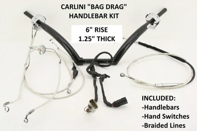 2007 Harley Road скольжения CARLINI 7 «x 1,25» сумка перетащить руль набор предварительно проводной черный - Изображение 1 из 4