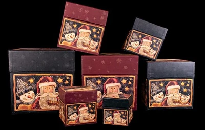 Bob’s Boxes 7 Cajas de Anidación de Navidad FROSTY y SANTA Karen Hillard Crouch Foto 1 de 2