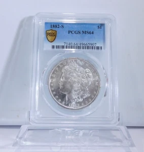 GOLD SHIELD / SEMI PL! 1882-S MORGAN Silver Dollar, PCGS MS-64! - Picture 1 of 4