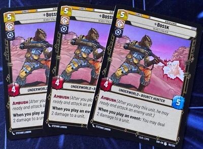Star Wars Unlimited Spark of Rebellion 3X Bossk Bounty Hunter Uncommon Card - Image 1 of 2