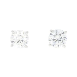 Aretes solitarios de diamantes talla brillante oro blanco de 9 quilates 1,51 quilates creados en laboratorio - Imagen 1 de 5