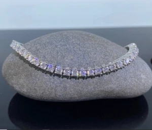 5 Ct Round Cut Sparkle 7 Inches Moissanite Tennis Bracelet Solid 10k White Gold - Picture 1 of 11
