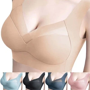 No Underwire Push up Bras for Women Women's Comfortable Mid Aged And Elderly Bra - Picture 1 of 29