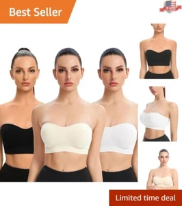 Stretchy Seamless Bandeau Bra with Removable Pads - Wireless Comfort and Support - Picture 1 of 8