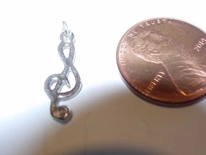 vintage Sterling Silver music musical note symbol band Bracelet Charm pendant - Picture 1 of 2