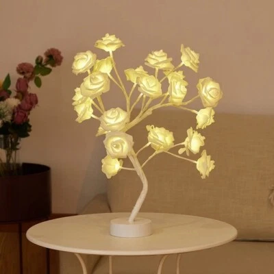 USB Battery LED Table Lamp Rose Flower Bonsai Tree Night Lights Garland Bedroom  - Image 1 of 3
