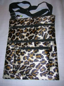 Cross body handbag leopard 4 zipper messenger shoulder strap T21 - Picture 1 of 2