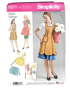 Simplicity 8571 Vintage Retro Aprons Sewing Pattern 1940s Misses Size S-L 10-20 - Picture 1 of 4