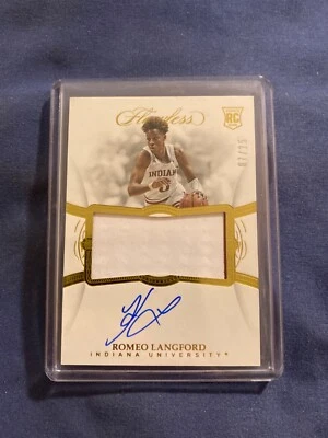 2019 panini flawless jersey patch auto signature #’d 25 Romeo Langford - Image 1 of 2