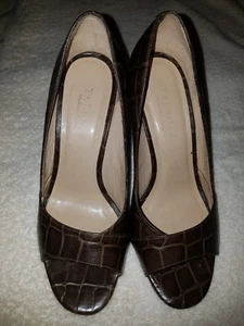 Talbots high heel peep toe all leather shoes and leather soles 7W can fit 7 1/2 - Picture 1 of 12