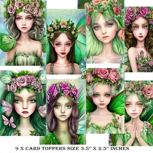 9 x Tarjetas Toppers Hadas Tarjetas Etiquetas Libro de recortes Tarjeta Hadas ref 9d - Imagen 1 de 3