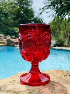Vintage L.E. Smith Moon and Stars Red Goblet - Picture 1 of 4