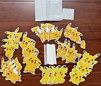 Pokemon Pikachu Cartoon Cake Toppers/Cupcake Toppers, Pacote com 24, NOVO - Imagem 1 de 4