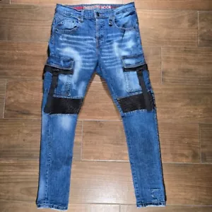 Rare Smuggler Moon Jeans Size 34 Punk Gothic Rave Strap - Picture 1 of 6