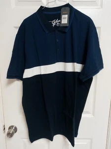 Johnny Bigg Ash Engineered Stripe Polo Shirt 5XL Marine Color Brand New - Picture 1 of 6