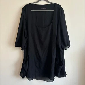 Ladies Top Size 26/28 Evans 3/4 Sleeved Round Neck Low Cut 100% Polyester Used - Picture 1 of 7