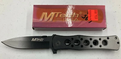 M-TECH FOLDING KNIFE With Pocket Clip (Black-Plain Edge) Item# MT-110BS - Image 1 of 4
