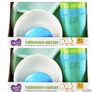Juego de regalo de vajilla Parent's Choice paquete de 2 juegos de tenedor cuchara tazón plato y tazas - Imagen 1 de 3