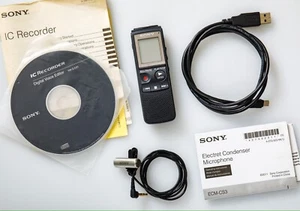 Sony ICD-PX820 Digital Voice Recorder ECM-CS3 Lapel Mic Microphone Handheld - Picture 1 of 15