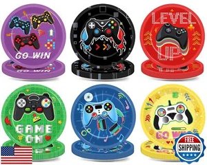 Justforjoyful 48PCS Video Game Birthday Plates Gaming Party Supplies 7Inch Co - Picture 1 of 5