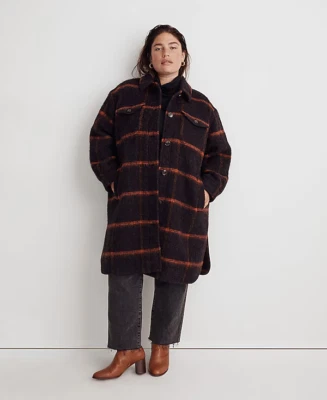 NEW MADEWELL $368 SPICED RAISIN WINDOWPANE LONG SHIRT JACKET COAT SZ 2X - Image 1 of 4