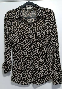 LOVE POTION-WOMAN'S SMALL Blouse,Classy Long Sleeve Button Down,Animal Print - Picture 1 of 9