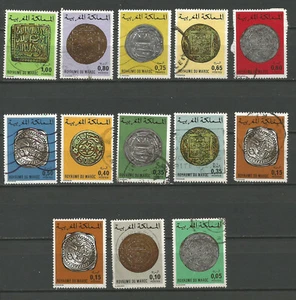 années 70 Maroc anciennes pièces de monnaies 12 timbres oblitérés /T7545 - Picture 1 of 1