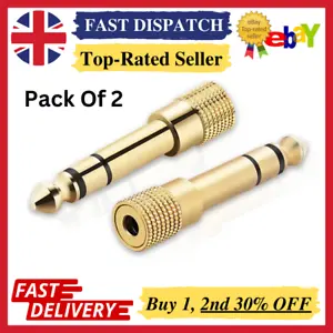 2x Headphone Adapter Small to Big 3.5mm to 6.35mm 1/4 Inch Jack Audio Adaptor UK - Picture 1 of 7