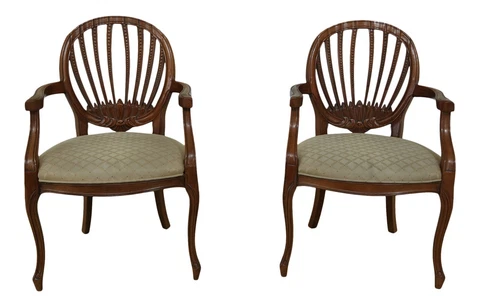 51193E: Pair CENTURY French Style Open Arm Chairs Cover