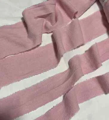 Hand Dyed Baby Pink 100% Silk Noil Ribbon ( 4 Widths to choose from) - Image 1 of 2