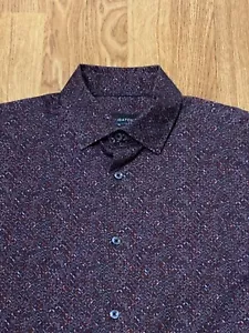 Bugatchi Shirt Mens Small Dressy 8 Way Stretch Geometric Ooohcotton Tech - Picture 1 of 7