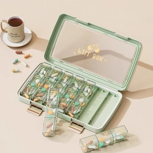 Plastic Pill Organizer Box 7 Days Pill Cases Monthly Medication Plan - Picture 1 of 18