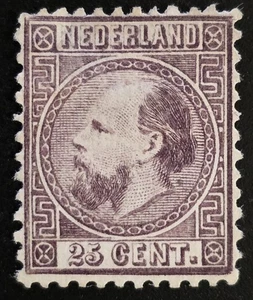 PAÍSES BAJOS 1867-1868 sin usar NG 25 C violeta profundo tipo I NVPH #11IA CV 3000 € - Imagen 1 de 2