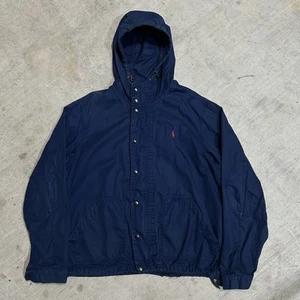 Chaqueta con Capucha Polo Ralph Lauren Algodón Logo Militar Azul Marino Para Hombre Talla Mediana De Colección - Imagen 1 de 15
