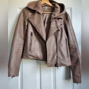 Blank NYC Faux Leather Moto Jacket Size M With Removable Hood - Picture 1 of 12