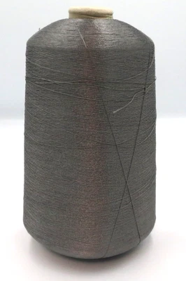 Burke Mills VTG 80s Brt. Poly Grey Embroidery Thread 135/2 Lg Cone 601grs - Image 1 of 4