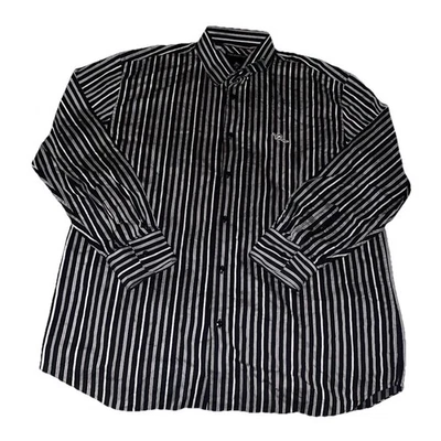 Camisa Rocawear Para Hombres Negra Blanca Abotonada Rayas Manga Larga 100% Algodón XL Y2K Foto 1 de 4