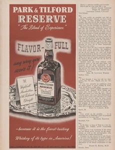 1942 Park & Tilford Reserve Whiskey - Bottle, Serving Tray, Card - Print Ad Art - Picture 1 of 2