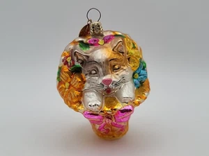 Christopher Radko KIT'N KABOODLE Gatito en Cesta Vidrio Adorno de Navidad  - Imagen 1 de 4