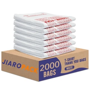 2000 Thank You T-Shirt Bags 12" x 6.5" x 21", Plastic Grocery Shopping Bags - Picture 1 of 10