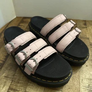 Sandali Dr Martens Blaire gesso rosa cinturino pelle plateau slide nuovi con etichette taglia 7 - Foto 1 di 6