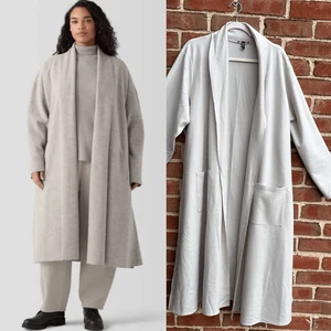 $428 NWOT EILEEN FISHER High Collar Lightweight Boiled Wool Jersey cardigan 3X - Picture 1 of 11
