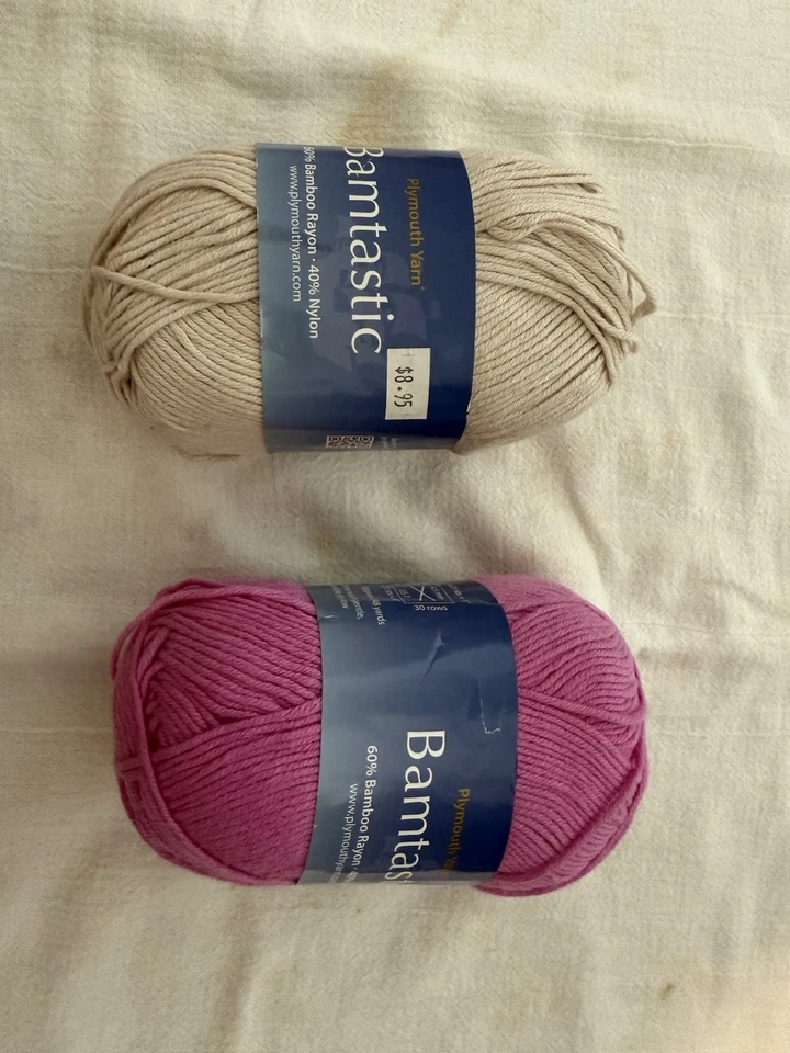 2 Bolas Plymouth Bandai’s Hilado Beige Y Rosa 100g Cada Mezcla Bambú/nylon. Nuevo Foto 1 de 4