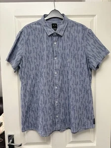 Armani Exchange Men’s Short Sleeve Shirt Camouflage Camo Print Blue XXL A/X 2XL - Imagen 1 de 10