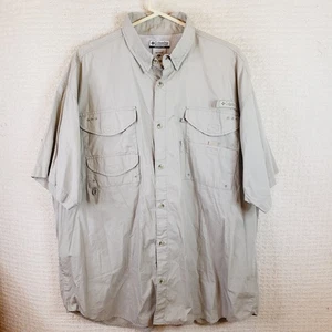 Camisa Columbia Abotonada Para Hombres XL Extra Grande Caqui Manga Corta Ventilada Pesca - Imagen 1 de 16